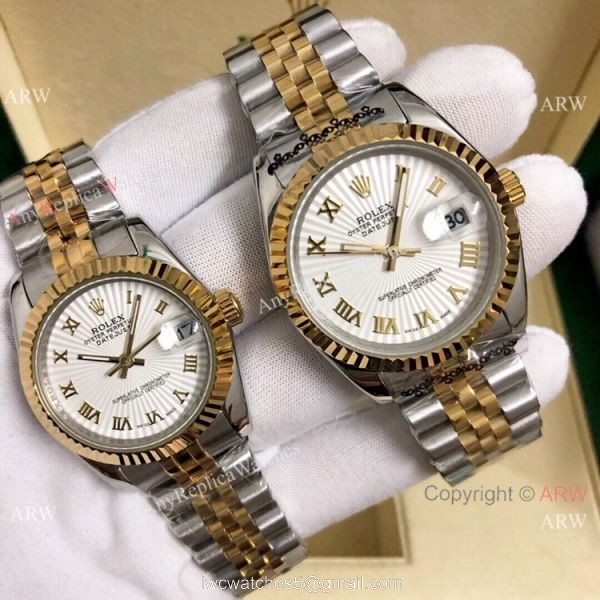 Copy Rolex Datejust 36mm and 31mm Watch 2 Tone Black Face 7