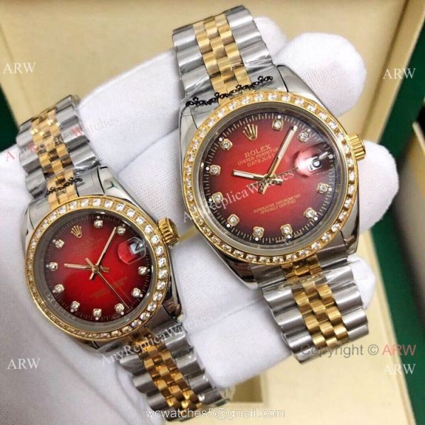 Clone Rolex Datejust Green Dial 2-Tone Lover Watch 36mm and 31mm 7