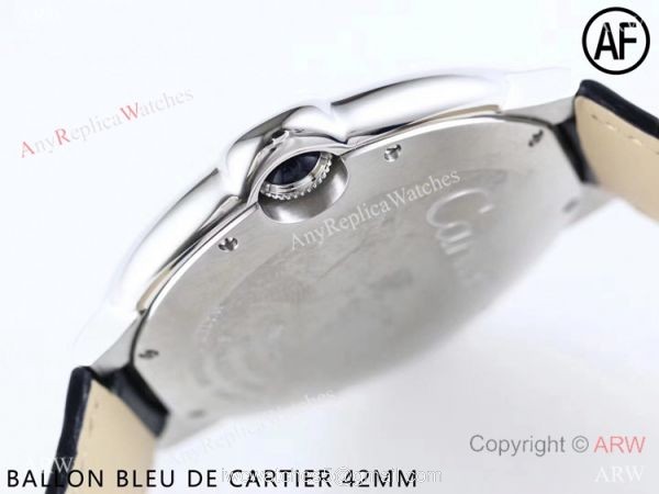 Swiss Replica Cartier Ballon Bleu Watch Black Dial Leather Strap 42mm 7