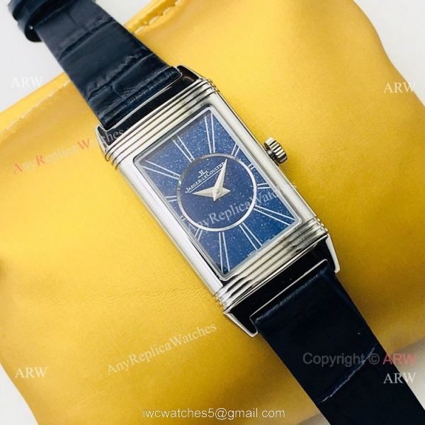 2020 Swiss Replica Jaeger LeCoultre Reverso Duetto Women Watch SS Blue Dial 7