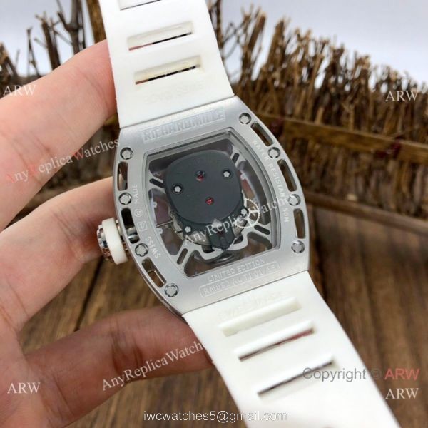 Luxury Replica Richard Mille Diamond Skull RM52-01 Watches Black Rubber Strap 7