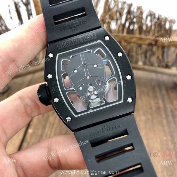 NEW! Copy Richard Mille RM52-06 Mask Watches Rose Gold Skull Diamond Case 7