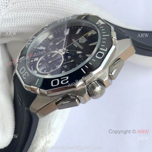 Tag Heuer Aquaracer Chronograph Watches Black Dial Rubber Strap 7