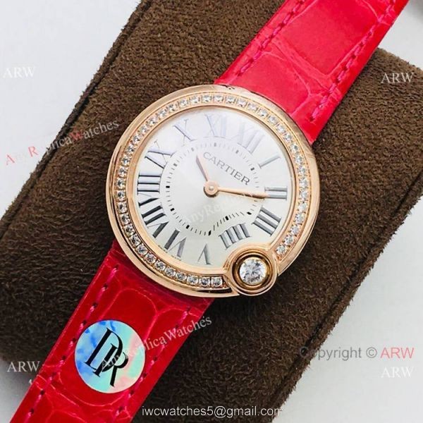 Super Clone Cartier Ballon Bleu De 30mm Watch Diamond Bezel Silver Dial 7