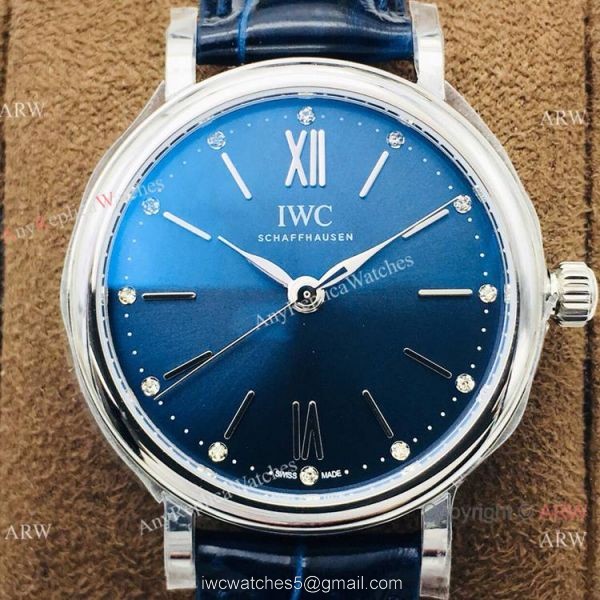 New! AAA Replica IWC Portofino Lady 34mm Watch Swiss 9015 Blue Dial 7