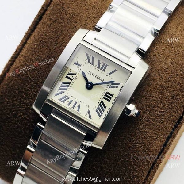 Super Clone Cartier Tank 2301 CC708177 Watch Cream Dial Lady Size 7