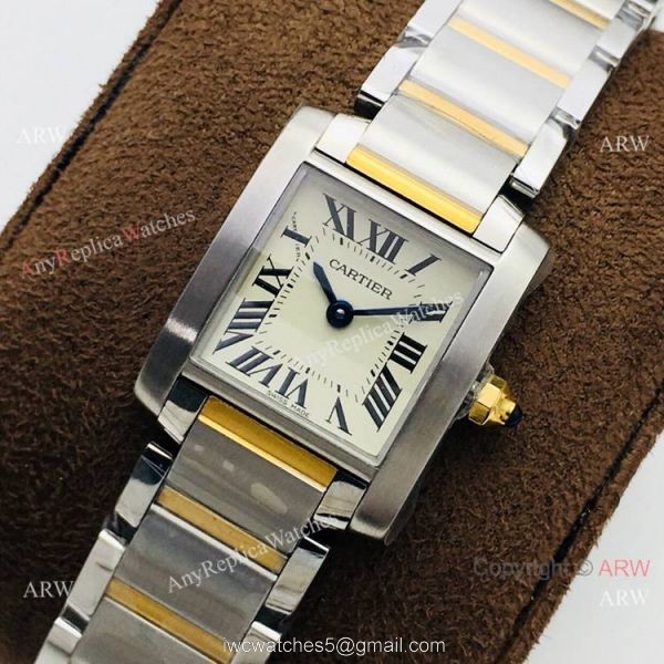 Super Replica Cartier Tank Francaise CC708177 Watch 2-Tone Cream Face 7
