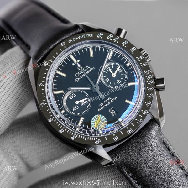 JH Omega Speedmaster Chronograph Swiss 9300 Watch Black Ceramic 7