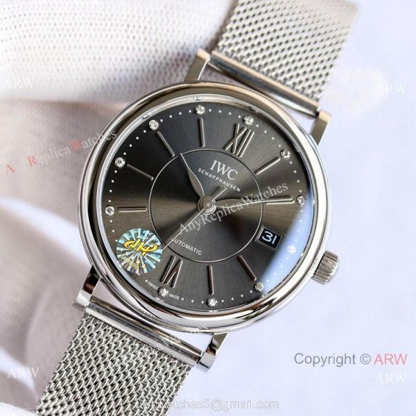 Swiss Replica IWC Portofino Stainless Steel Rhodium Dial Watch 37mm 7