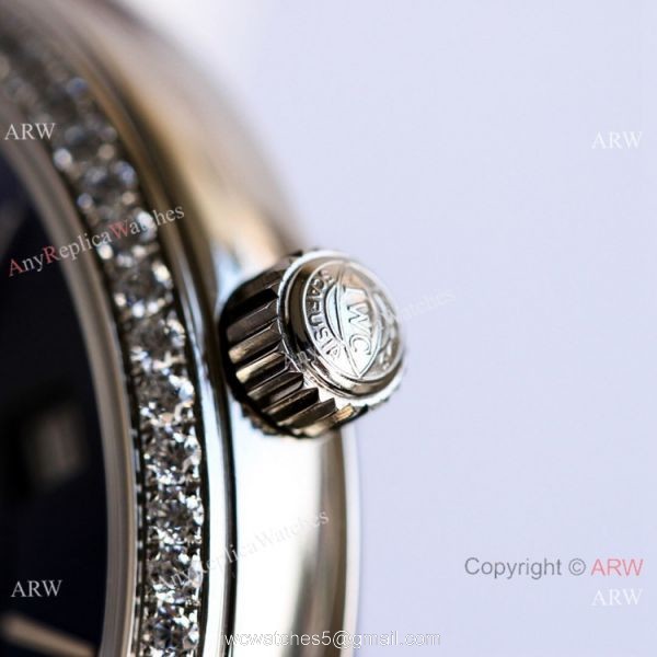 Swiss Replica IWC Portofino Blue Dial Diamond Watch 37mm Lady 7