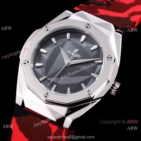 New Style Replica Hublot Sang Bleu Watches White Rubber Strap 45mm 7