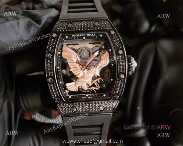 Unique Model Richard Mille RM 57-05 Eagle Dial With Rose Gold Diamonds Watch Replica 7
