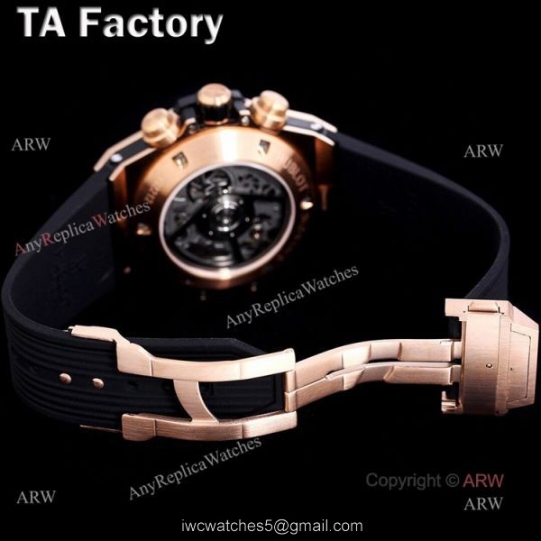 Swiss Quality Hublot Big Bang Rose Gold Black Rubber Strap Full Diamonds Watches Replica 7