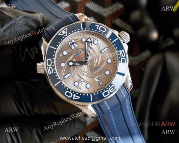 Omega Diver 300m James Bond Limited Edition Watches Blue Rubber Strap Gray Face 7