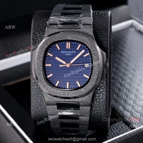Best Replica Patek Philippe Nautilus Frosted Watch Solid Black 40mm 7