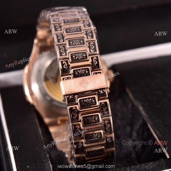 Knockoff Patek Philippe 5740 Nautilus Rose Gold Engraving Gray Gradient Face 7