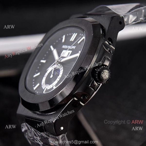 Solid Black Patek Philippe Annual Calendar Copy Watches 39.5mm 7