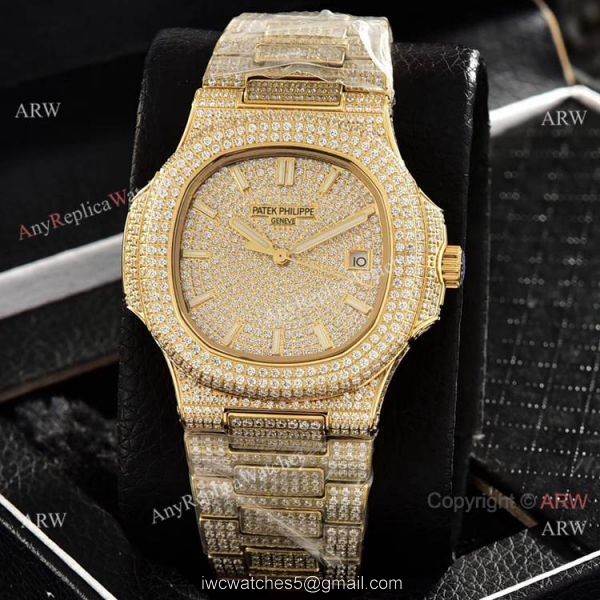 Iced Out Patek Philippe Nautilus Automatic Wrist AAA Quality Copy Watch 7