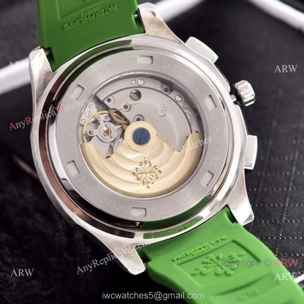 Copy Patek Philippe Aquanaut Engraving Watch Green Rubber Strap 7