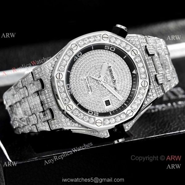 Clone Audemars Piguet Iced Out Full Diamond Watches Stainless Steel 7