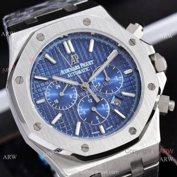 Knockoff Audemars Piguet Royal Oak 41mm Wrist Silver Steel Blue Sub-dials 7