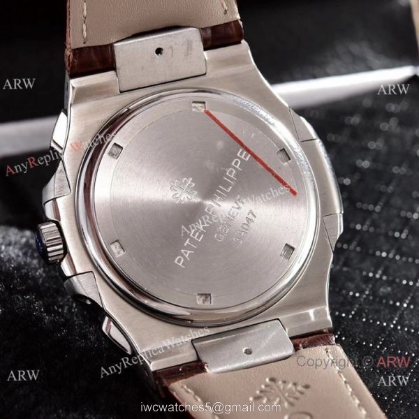 Japan Grade Patek Philippe Nautilus Diamonds Watches Gray Leather Strap 7