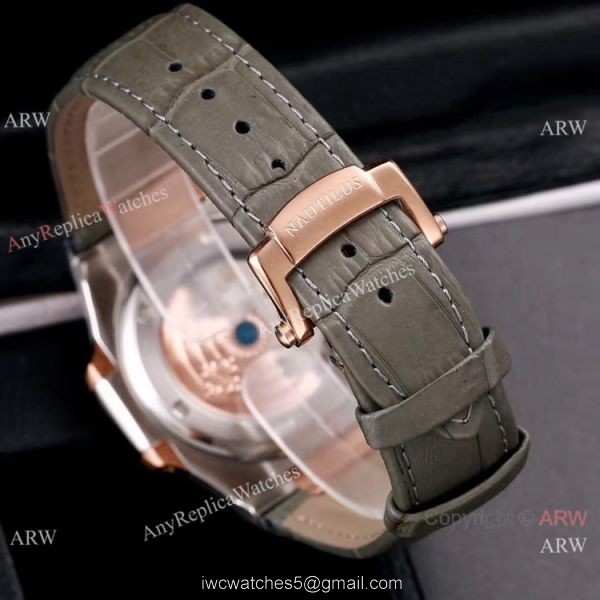 Best Knockoff Patek Philippe Nautilus Leather Watches 2-Tone Rose Gold 7