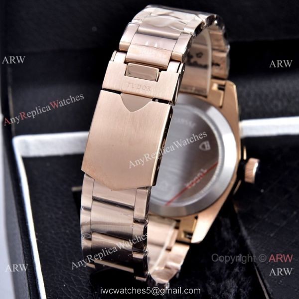 Replica Tudor Heritage Black Bay 41mm Men Watches Red Bezel Rose Gold 7