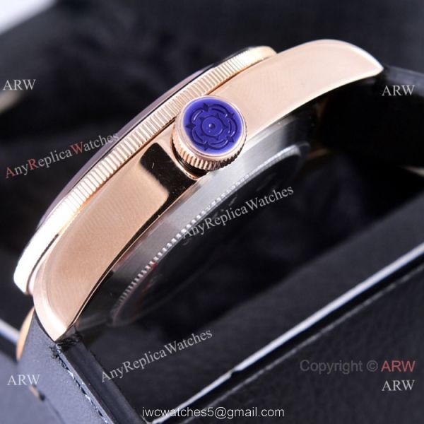Copy Tudor Heritage Black Bay Watches Rose Gold Black Leather Strap 41mm 7