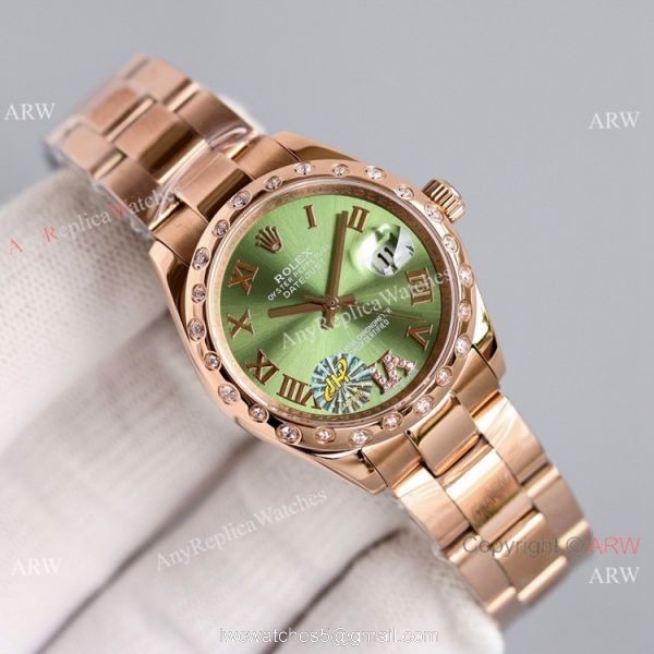 Swiss AAA Replica Rolex Datejust 31mm Watch Rose Gold Oyster Band 7