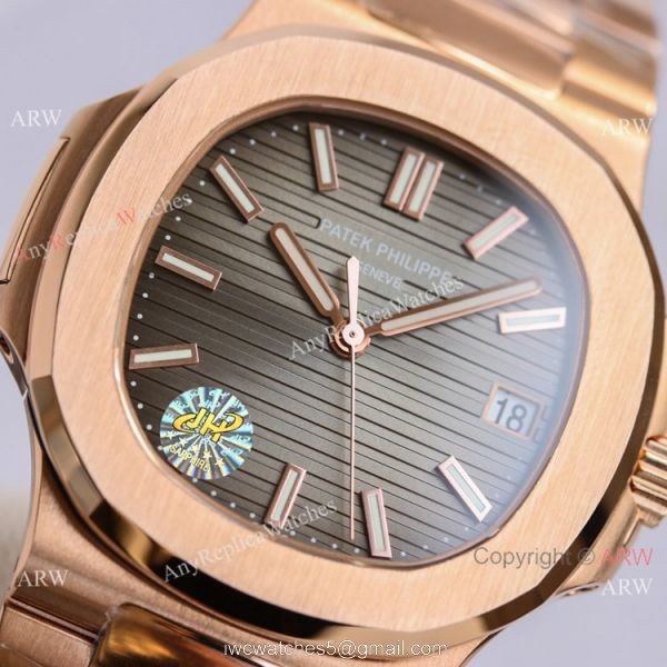 Swiss Copy Patek Philippe Nautilus PPF Factory Cal324 Watch Gray Gradient Dial Rose Gold 7