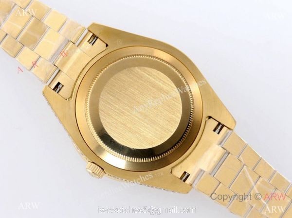 Replica Rolex New Oyster Perpetual Pearlmaster 39 Yellow Gold Watch Full Diamonds 7