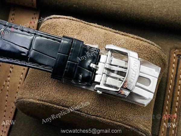 (PF Factory) Swiss Replica Patek Philippe Nautilus Moonphase Watch Black Dial Black Leather Strap 7