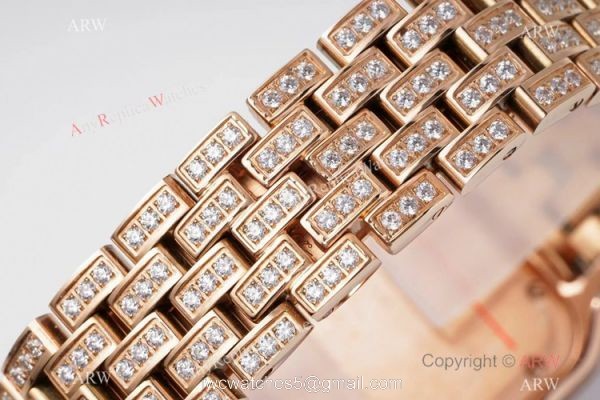 AC Factory Swiss Copy Panthere De Cartier Watch 27mm Rose Gold Full Diamonds 7