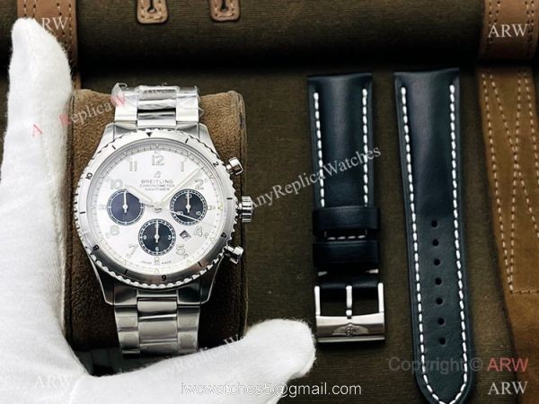 2021 New! Swiss Replica Breitling Navitimer 08 Watch White Chronograph Dial Swiss 7750 7