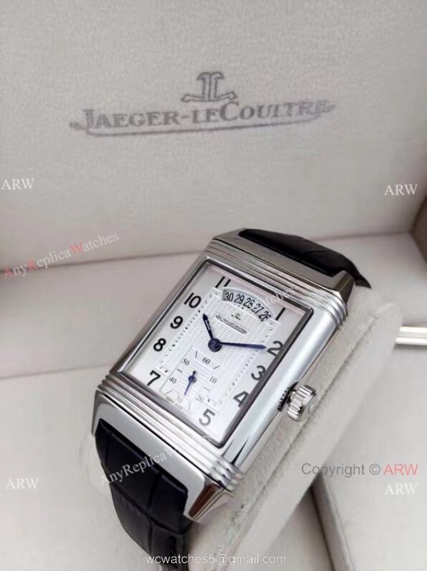 Clone Jaeger LeCoultre Grande Reverso Duo Watch Black Leather Strap 7