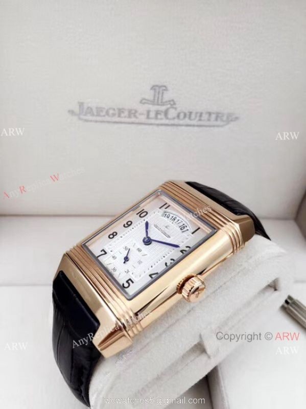 Clone Jaeger LeCoultre Grande Reverso Duo Men Watch Rose Gold with Date 7