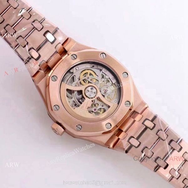 New Copy Audemars Piguet Royal Oak Lady Watches Frosted Gold Skeleton Face 37mm 7