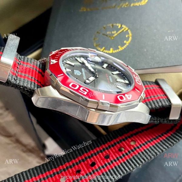 Japan Grade Copy Tag Heuer Aquaracer 300 Quartz Watch Red Nato Strap 7