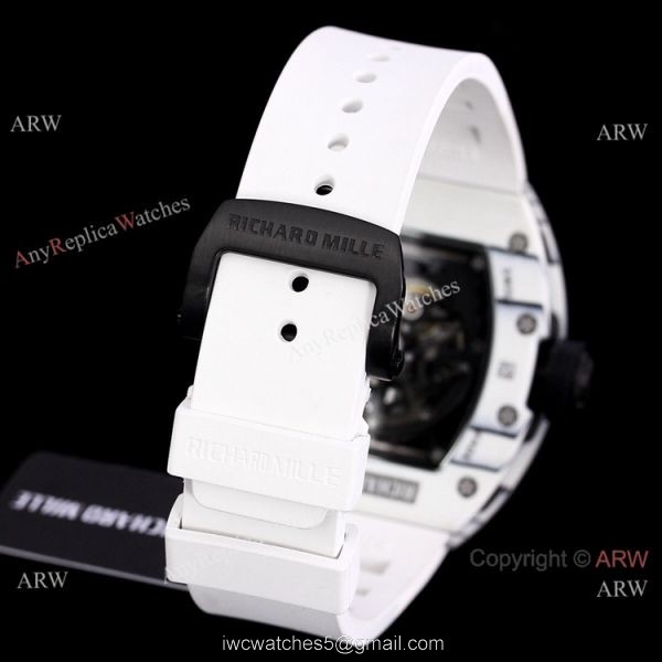 Best Copy Richard Mille RM 030 White Rush Limit Edition Watch Black Rubber Band 7