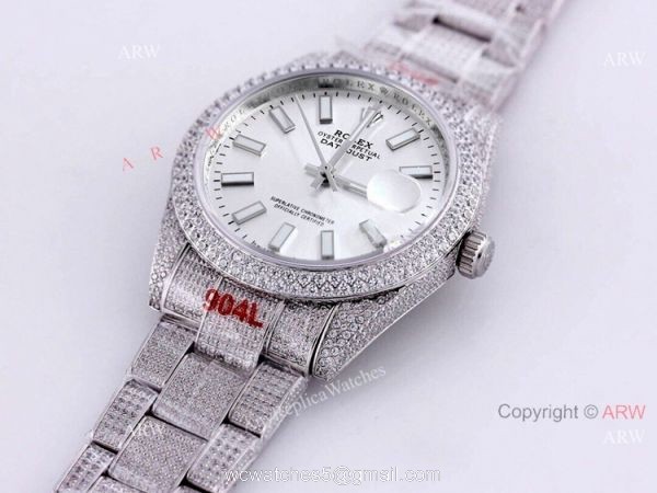 Diamond Rolex Datejust 41 Silver Dial For Mens Watch Best Replica 7