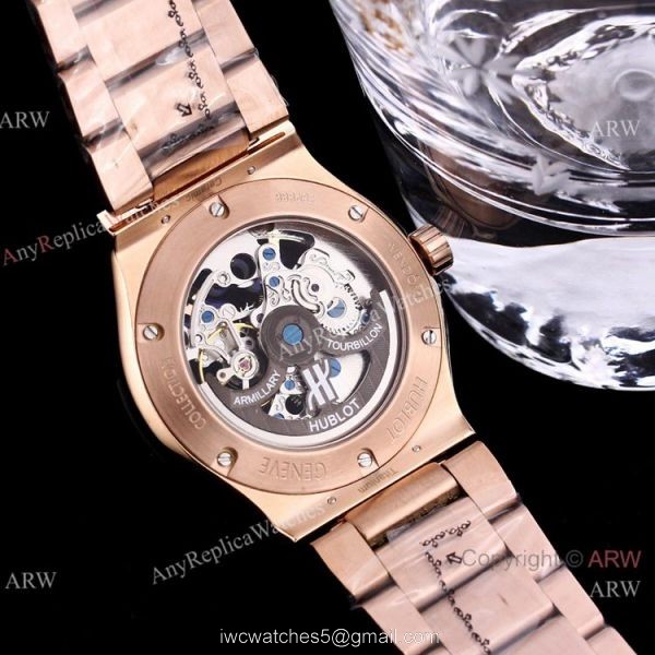 Replica Silver Hublot Skeleton Rainbow Watch 45mm for men 7