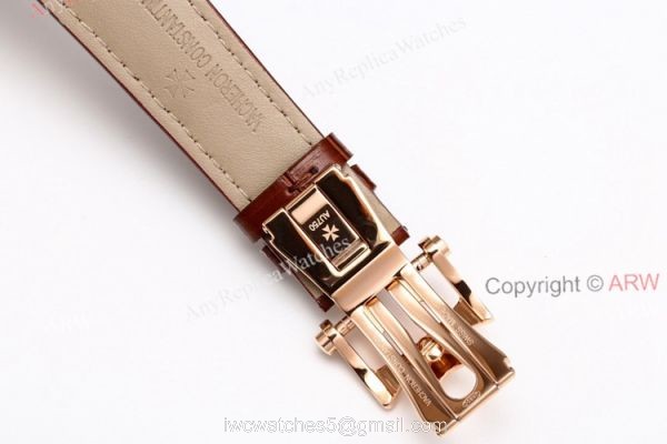 New Vacheron Constantin Malte Real Tourbillon Rose Gold White Face Brown Leather Strap Swiss Replica Watches 7