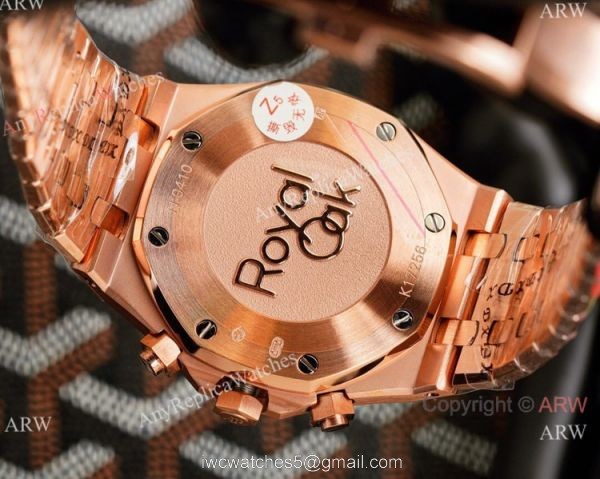 Knockoff Audemars Piguet Royal Oak Rose Gold Chronograph White Dial Watches 42mm 7