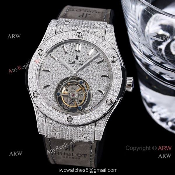 Full Diamonds Hublot Classic Fusion 42mm Tourbillon Watch High Quality Replica 7