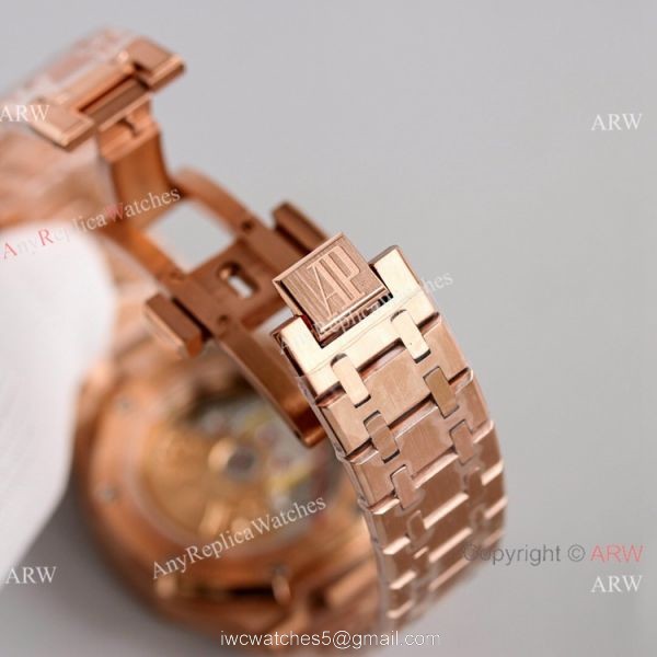 JH Factory Copy Audemars Piguet Royal Oak Women 37mm Cal.3120 Watch Rose Gold Blue Dial 7