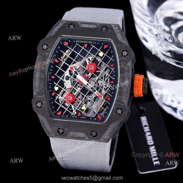 Best New Richard Mille RM 27-04 Tourbillon Rafael Nadal Tennis Court Watch Red Fabric Strap 7