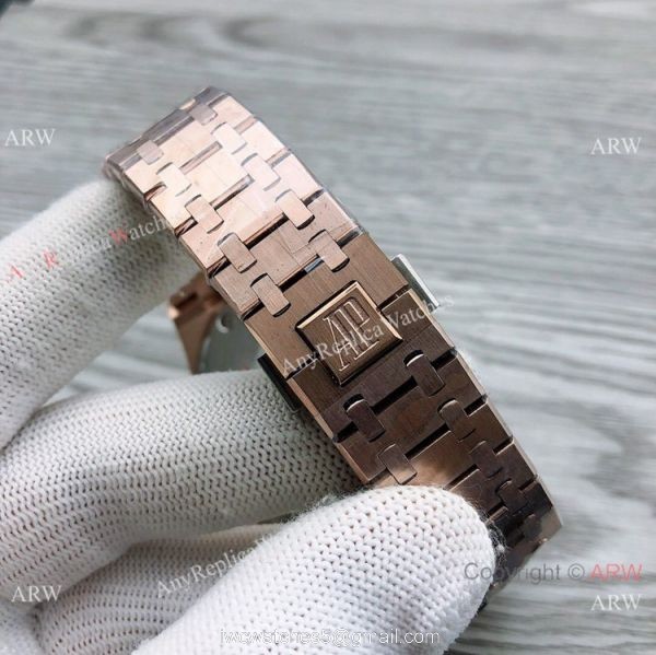 Japan Grade Copy Audemars Piguet Royal Oak Watches Rose Gold Gray Dial 44mm 7