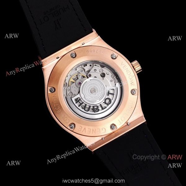 Copy Hublot Classic Fusion Rose Gold Diamond Watch Citizen 8215 Movement 7