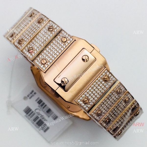 Best Copy Cartier Santos 100 Diamond Watch White Dial With Roman Markers 7